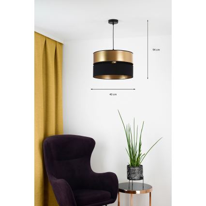 Brilagi - Ljuskrona med textilsladd ROYAL 1xE27/15W/230V diameter 40 cm svart/guld