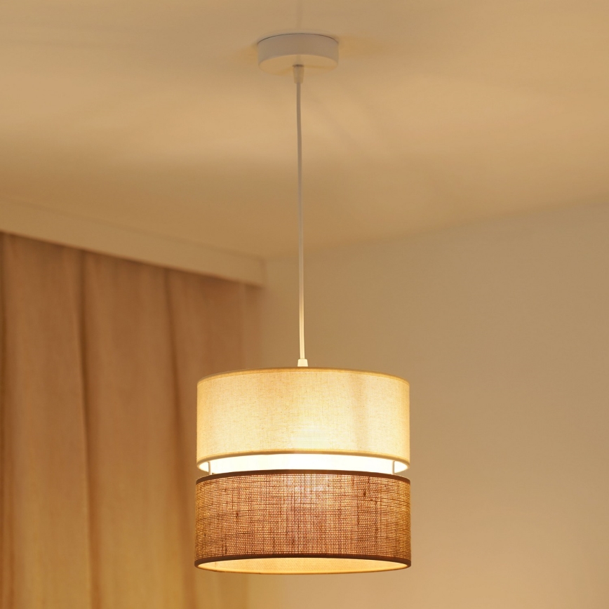 Brilagi - Ljuskrona med textilsladd ROYAL YUTE 1xE27/15W/230V diameter 25 cm beige/grädde