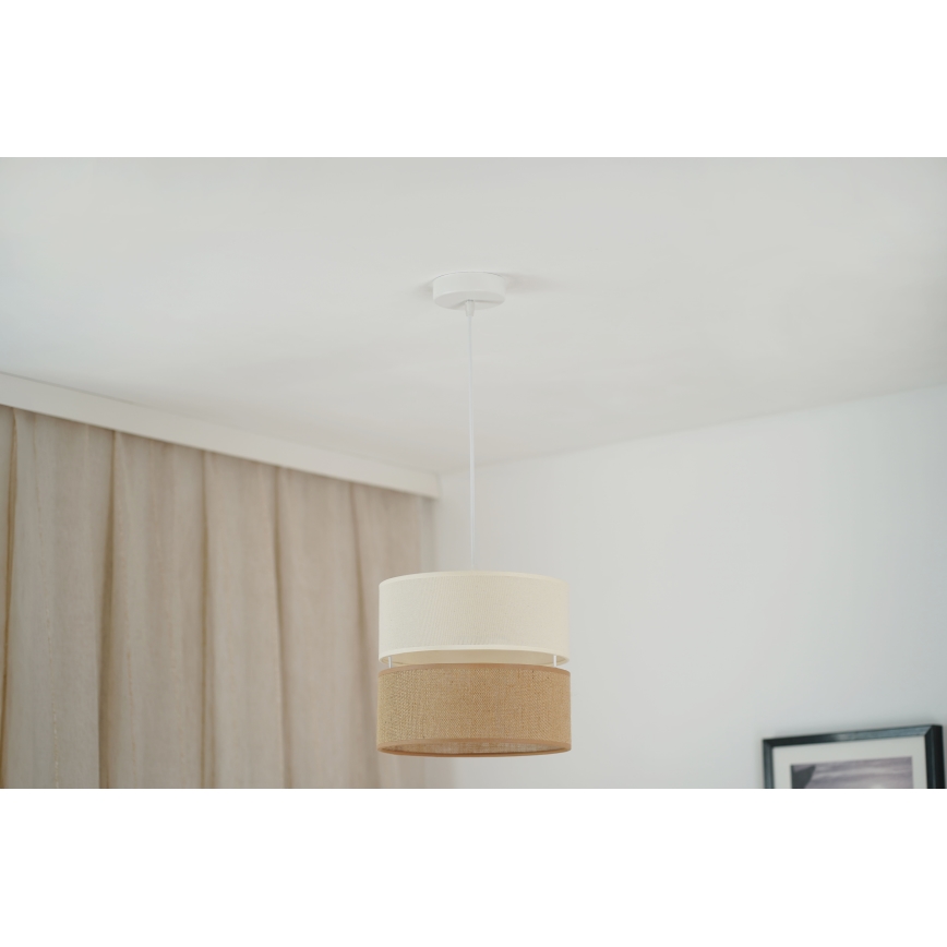Brilagi - Ljuskrona med textilsladd ROYAL YUTE 1xE27/15W/230V diameter 25 cm beige/grädde