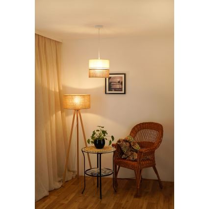 Brilagi - Ljuskrona med textilsladd ROYAL YUTE 1xE27/15W/230V diameter 25 cm beige/grädde