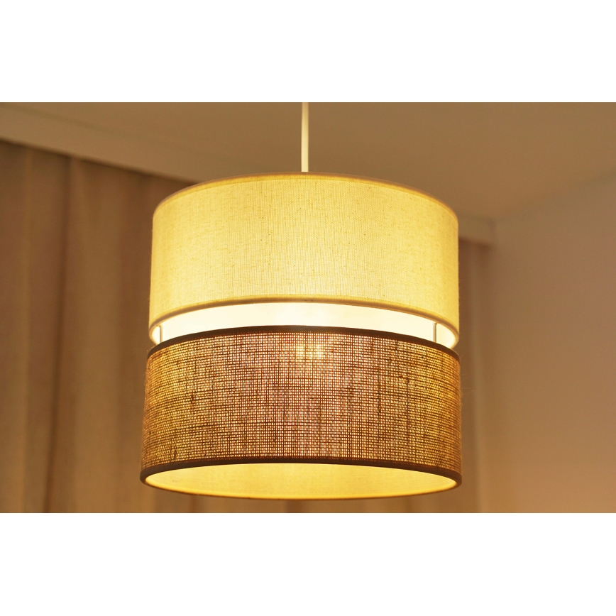 Brilagi - Ljuskrona med textilsladd ROYAL YUTE 1xE27/15W/230V diameter 25 cm beige/grädde