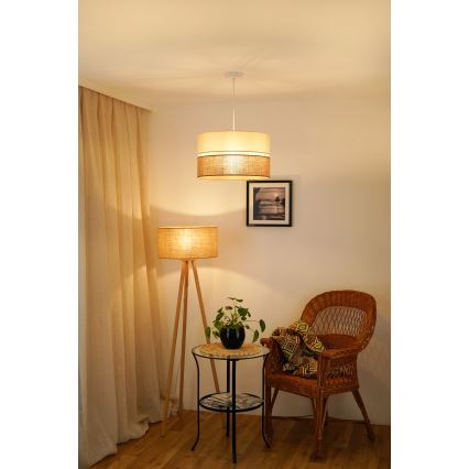 Brilagi - Ljuskrona med textilsladd ROYAL YUTE 1xE27/15W/230V diameter 40 cm beige/grädde