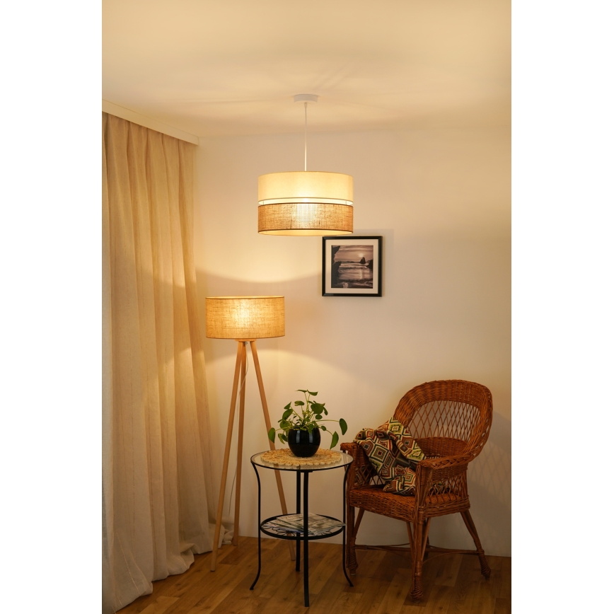 Brilagi - Ljuskrona med textilsladd ROYAL YUTE 1xE27/15W/230V diameter 40 cm beige/grädde