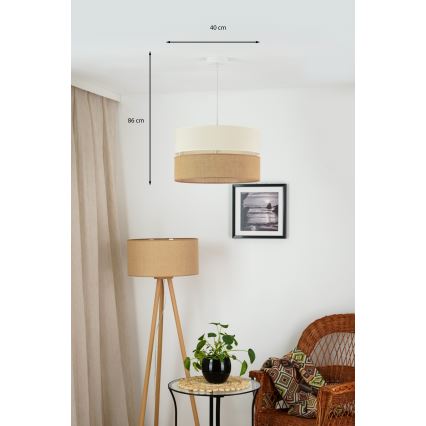 Brilagi - Ljuskrona med textilsladd ROYAL YUTE 1xE27/15W/230V diameter 40 cm beige/grädde