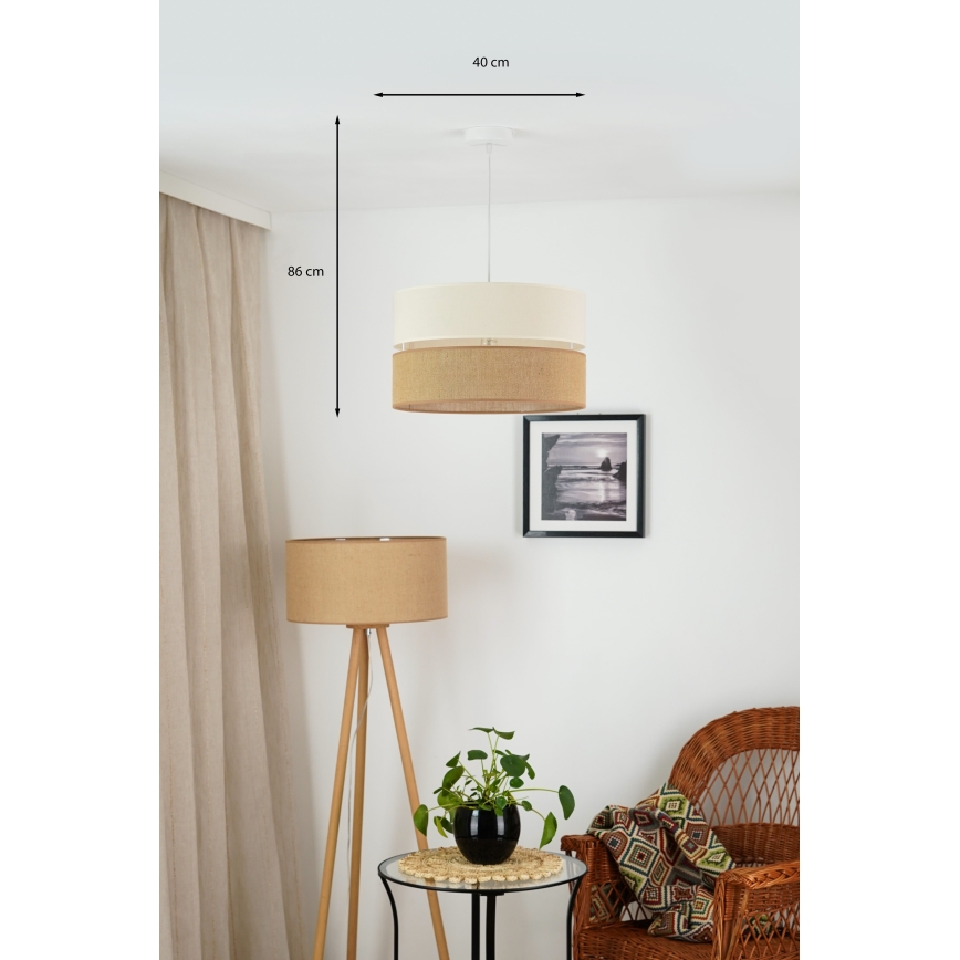 Brilagi - Ljuskrona med textilsladd ROYAL YUTE 1xE27/15W/230V diameter 40 cm beige/grädde