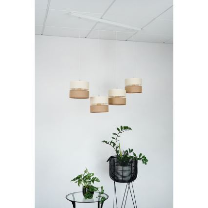 Brilagi - Ljuskrona med textilsladd ROYAL YUTE 4xE27/15W/230V beige/grädde/vit