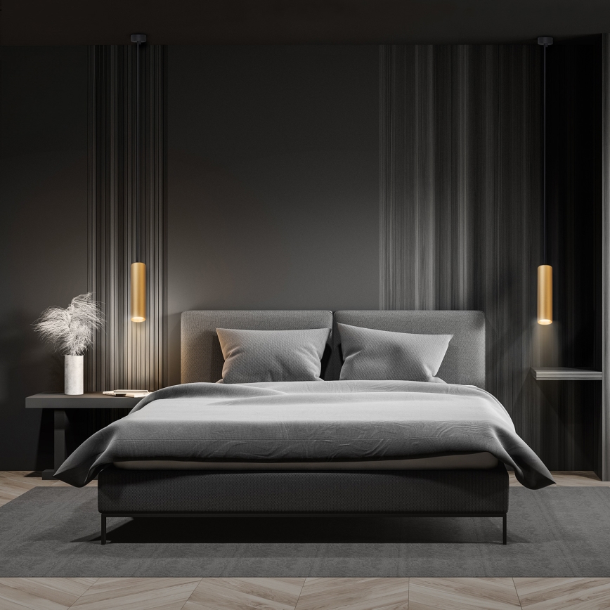 Brilagi - Ljuskrona med textilsladd SELE 1xGU10/30W/230V svart/guld