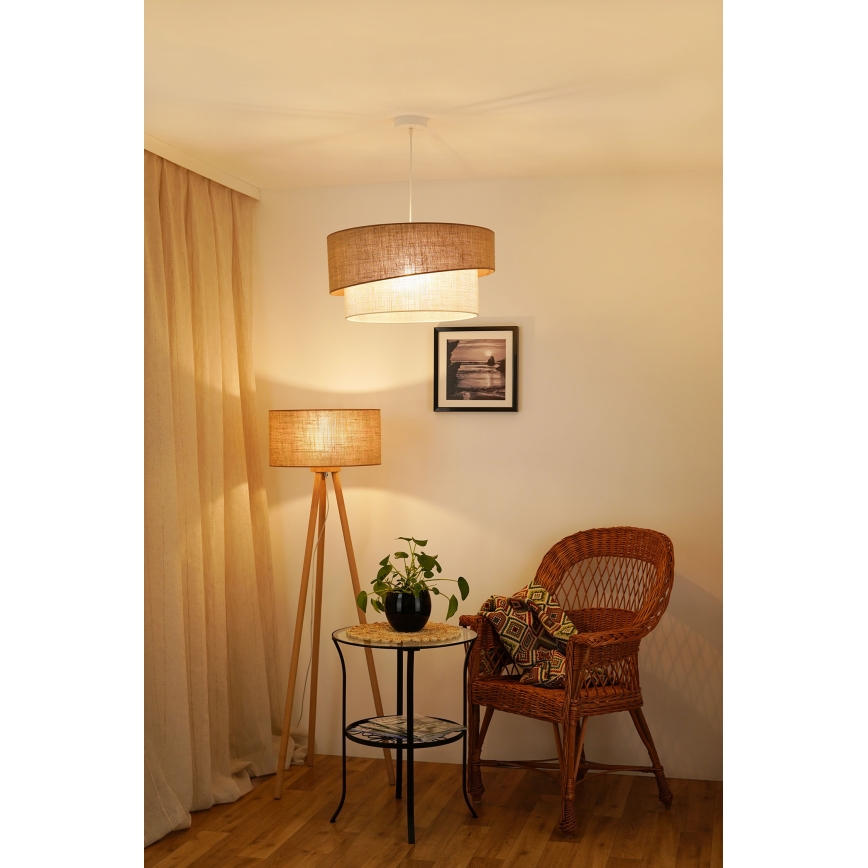 Brilagi - Ljuskrona med textilsladd SHINE 1xE27/15W/230V diameter 50 cm beige/grädde