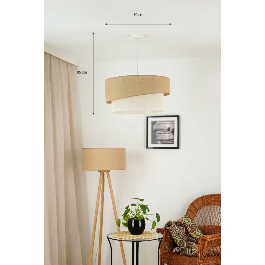 Brilagi - Ljuskrona med textilsladd SHINE 1xE27/15W/230V diameter 50 cm beige/grädde