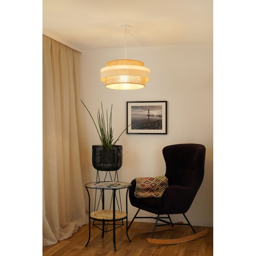 Brilagi - Ljuskrona med textilsladd SPACE LIGHT 1xE27/15W/230V diameter 50 cm beige/grädde