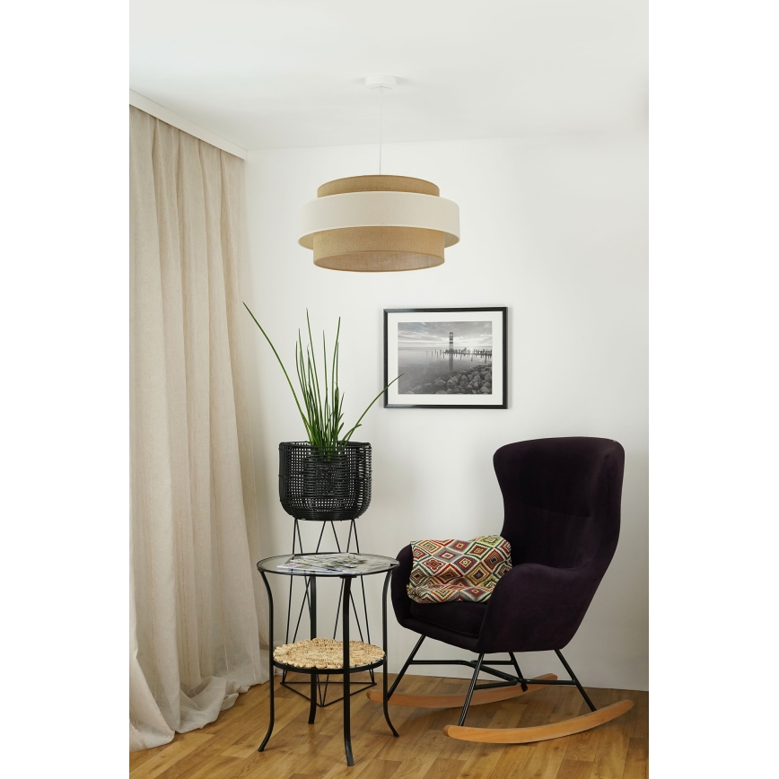 Brilagi - Ljuskrona med textilsladd SPACE LIGHT 1xE27/15W/230V diameter 50 cm beige/grädde