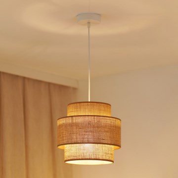 Brilagi - Ljuskrona med textilsladd SPACE YUTE 1xE27/15W/230V diameter 25 cm beige/vit