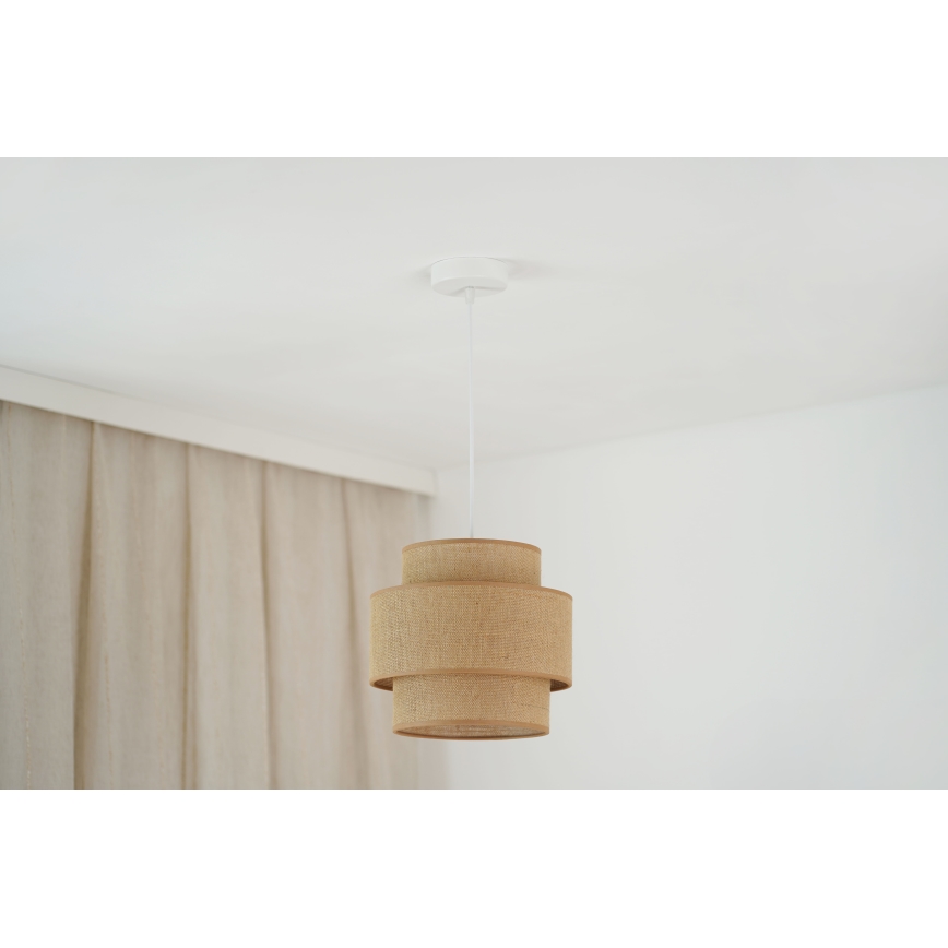 Brilagi - Ljuskrona med textilsladd SPACE YUTE 1xE27/15W/230V diameter 25 cm beige/vit