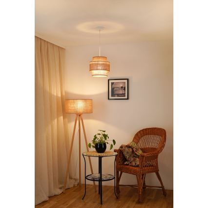 Brilagi - Ljuskrona med textilsladd SPACE YUTE 1xE27/15W/230V diameter 25 cm beige/vit