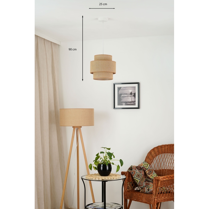 Brilagi - Ljuskrona med textilsladd SPACE YUTE 1xE27/15W/230V diameter 25 cm beige/vit