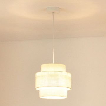 Brilagi - Ljuskrona med textilsladd SPACE YUTE 1xE27/15W/230V diameter 25 cm grädde/vit