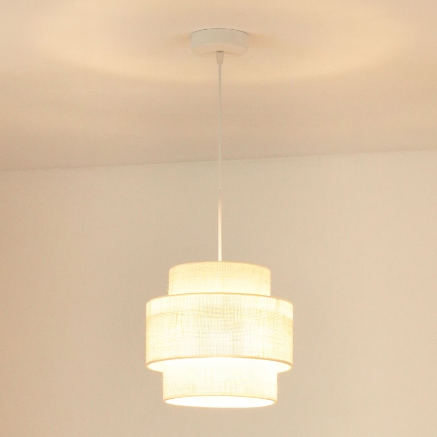 Brilagi - Ljuskrona med textilsladd SPACE YUTE 1xE27/15W/230V diameter 25 cm grädde/vit