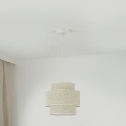 Brilagi - Ljuskrona med textilsladd SPACE YUTE 1xE27/15W/230V diameter 25 cm grädde/vit