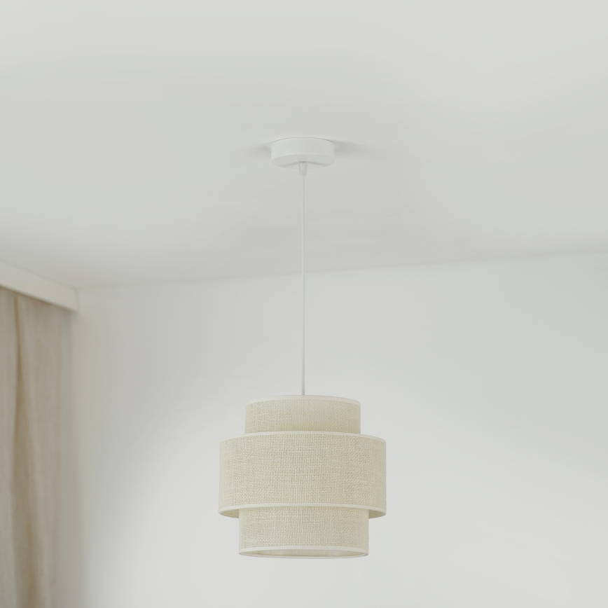 Brilagi - Ljuskrona med textilsladd SPACE YUTE 1xE27/15W/230V diameter 25 cm grädde/vit
