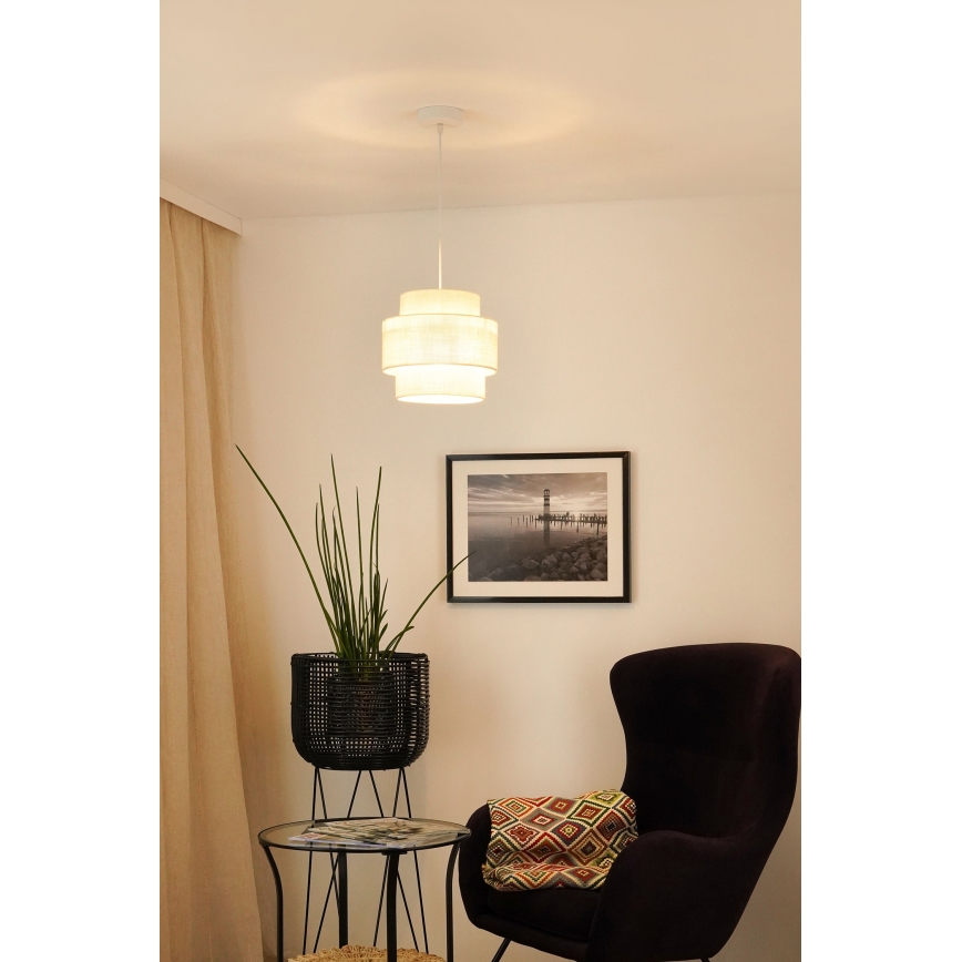 Brilagi - Ljuskrona med textilsladd SPACE YUTE 1xE27/15W/230V diameter 25 cm grädde/vit