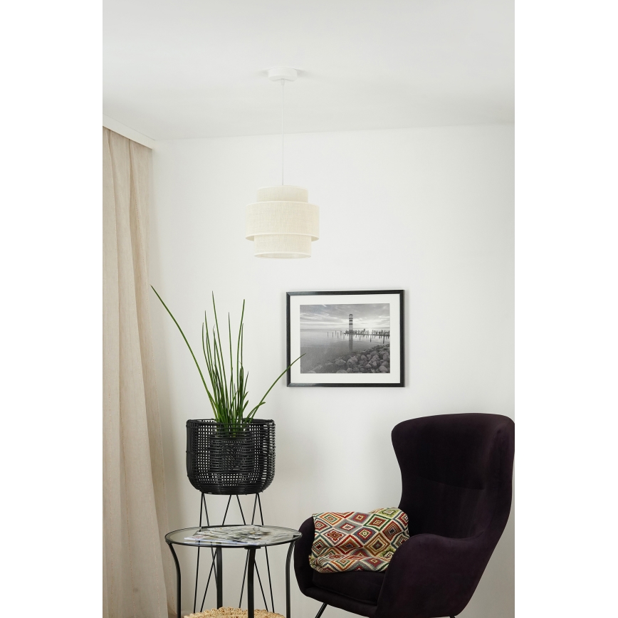 Brilagi - Ljuskrona med textilsladd SPACE YUTE 1xE27/15W/230V diameter 25 cm grädde/vit