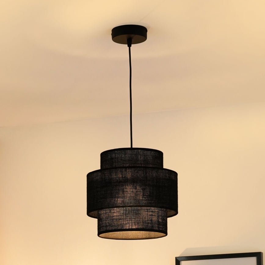 Brilagi - Ljuskrona med textilsladd SPACE YUTE 1xE27/15W/230V diameter 25 cm svart