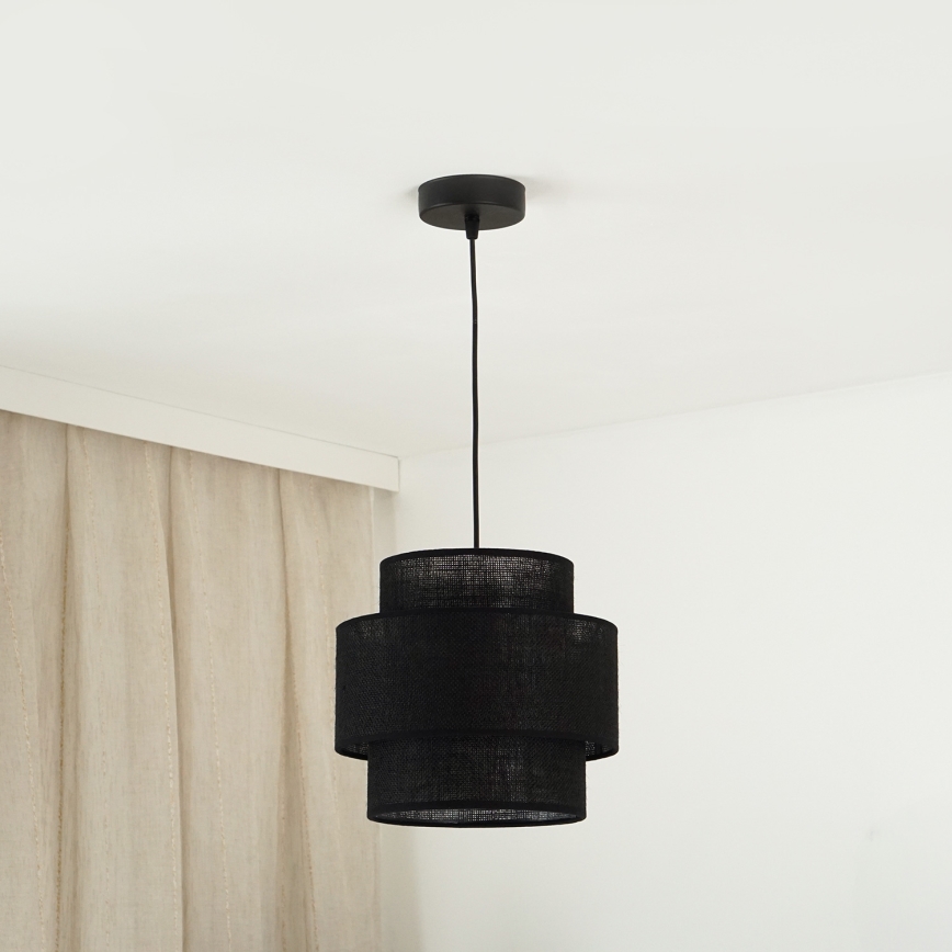 Brilagi - Ljuskrona med textilsladd SPACE YUTE 1xE27/15W/230V diameter 25 cm svart