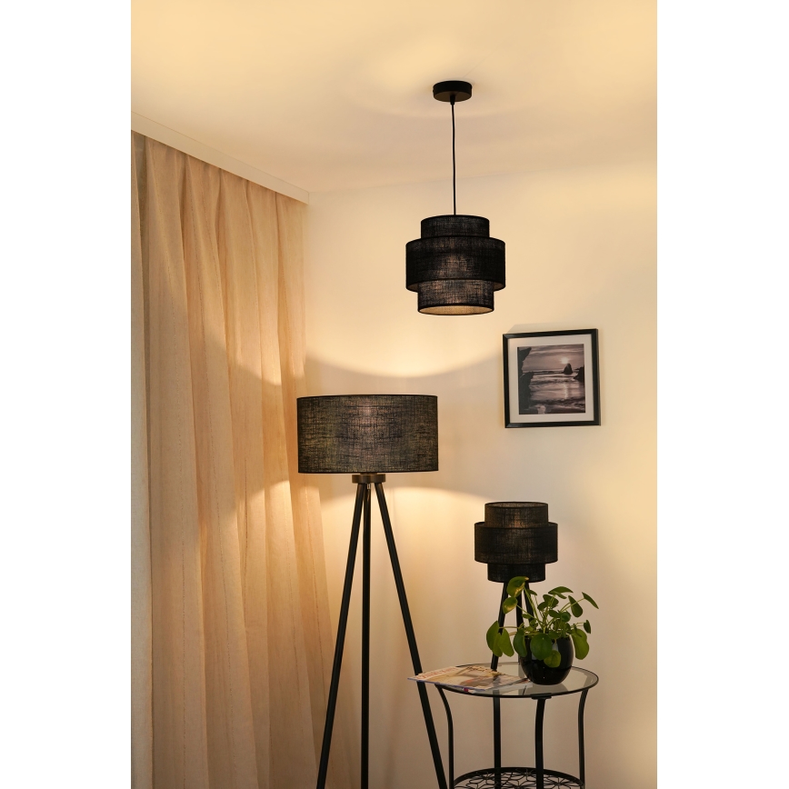 Brilagi - Ljuskrona med textilsladd SPACE YUTE 1xE27/15W/230V diameter 25 cm svart