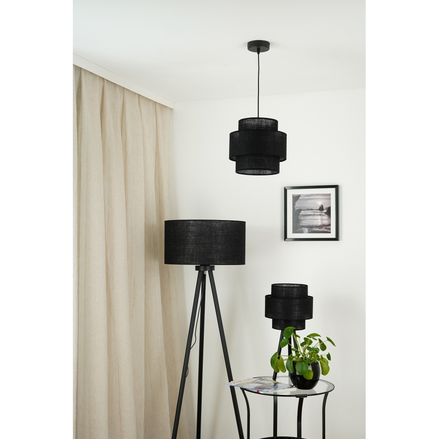 Brilagi - Ljuskrona med textilsladd SPACE YUTE 1xE27/15W/230V diameter 25 cm svart