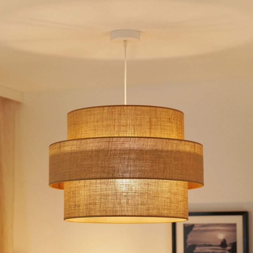 Brilagi - Ljuskrona med textilsladd SPACE YUTE 1xE27/15W/230V diameter 50 cm beige/vit