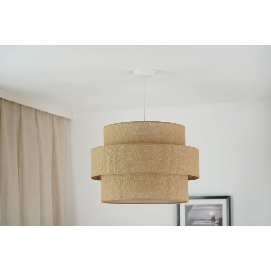 Brilagi - Ljuskrona med textilsladd SPACE YUTE 1xE27/15W/230V diameter 50 cm beige/vit