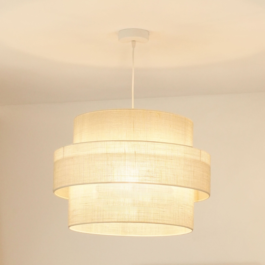 Brilagi - Ljuskrona med textilsladd SPACE YUTE 1xE27/15W/230V diameter 50 cm grädde/vit