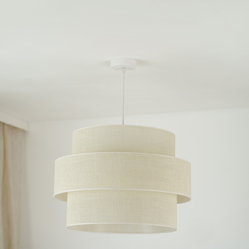 Brilagi - Ljuskrona med textilsladd SPACE YUTE 1xE27/15W/230V diameter 50 cm grädde/vit