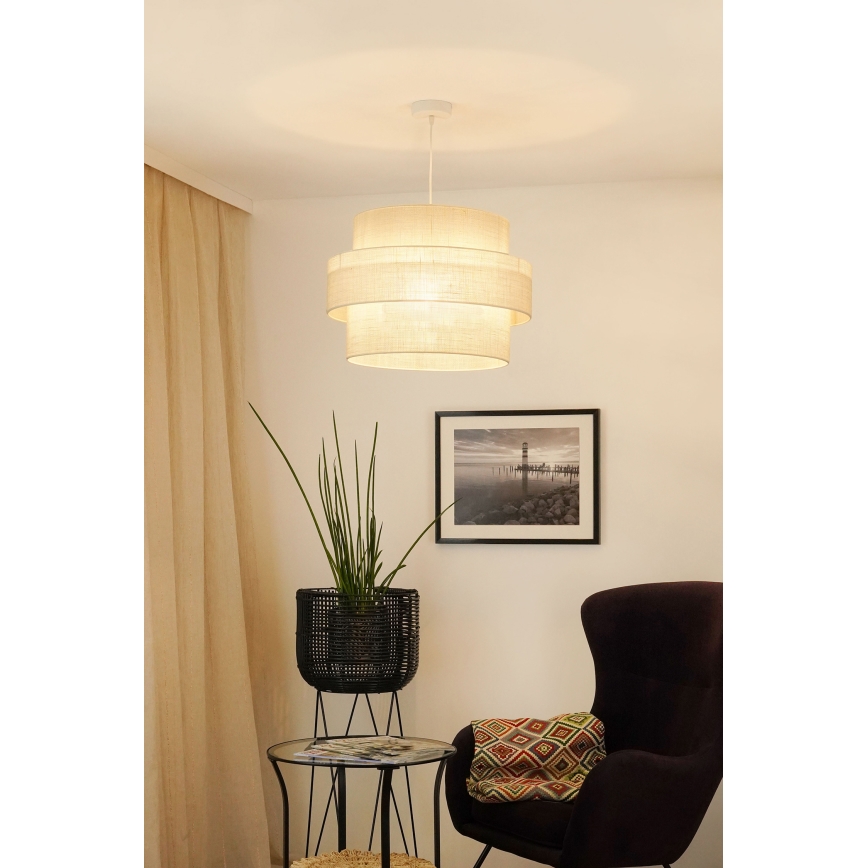 Brilagi - Ljuskrona med textilsladd SPACE YUTE 1xE27/15W/230V diameter 50 cm grädde/vit