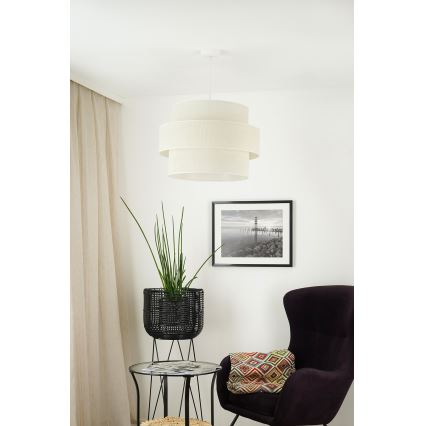 Brilagi - Ljuskrona med textilsladd SPACE YUTE 1xE27/15W/230V diameter 50 cm grädde/vit