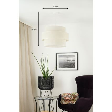 Brilagi - Ljuskrona med textilsladd SPACE YUTE 1xE27/15W/230V diameter 50 cm grädde/vit