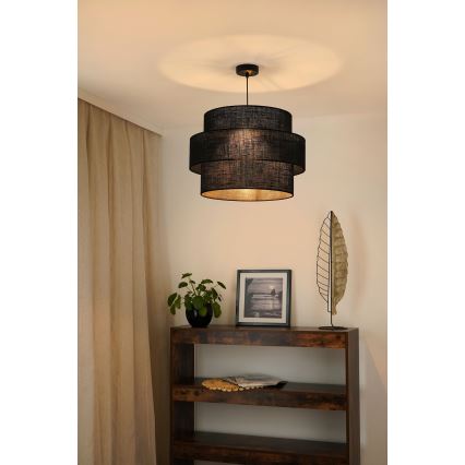 Brilagi - Ljuskrona med textilsladd SPACE YUTE 1xE27/15W/230V diameter 50 cm svart