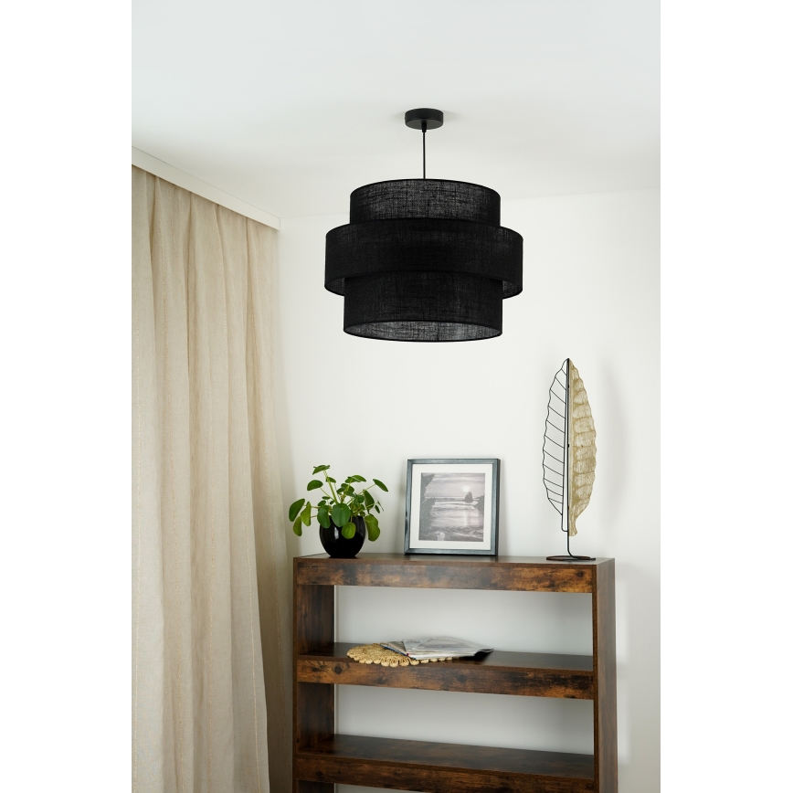 Brilagi - Ljuskrona med textilsladd SPACE YUTE 1xE27/15W/230V diameter 50 cm svart