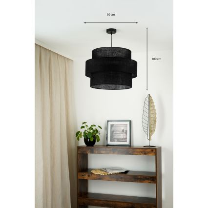 Brilagi - Ljuskrona med textilsladd SPACE YUTE 1xE27/15W/230V diameter 50 cm svart