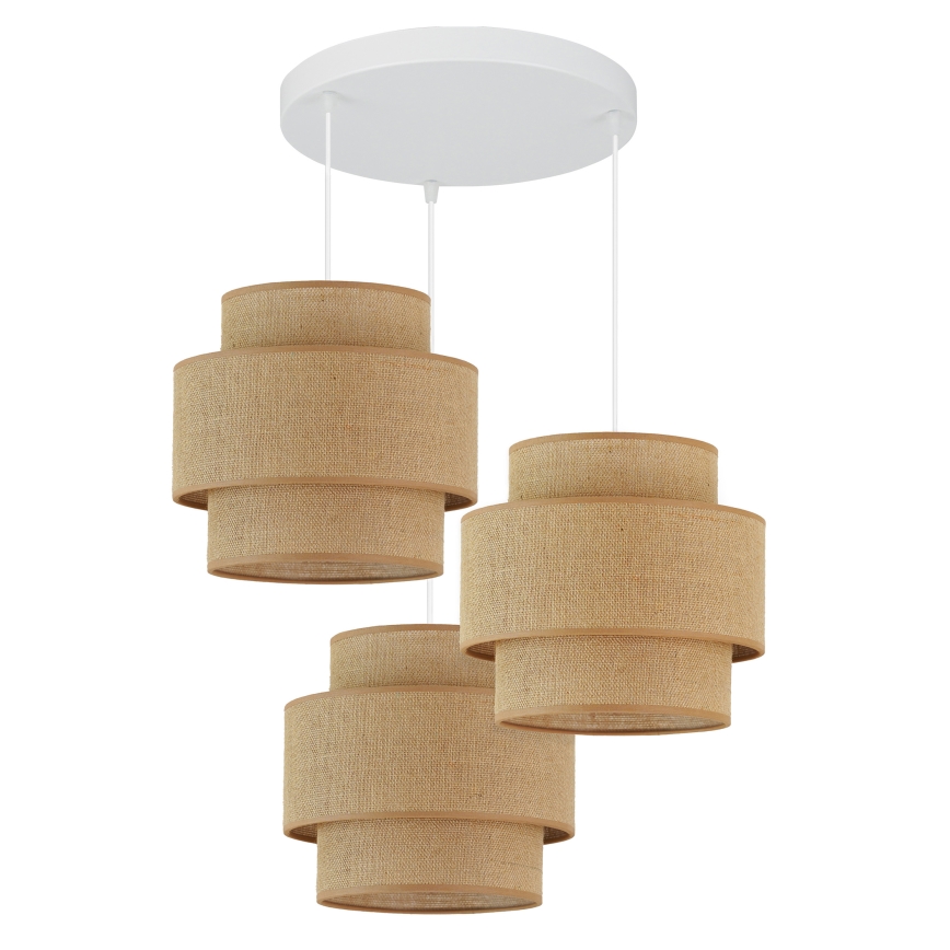 Brilagi - Ljuskrona med textilsladd SPACE YUTE 3xE27/15W/230V beige/vit