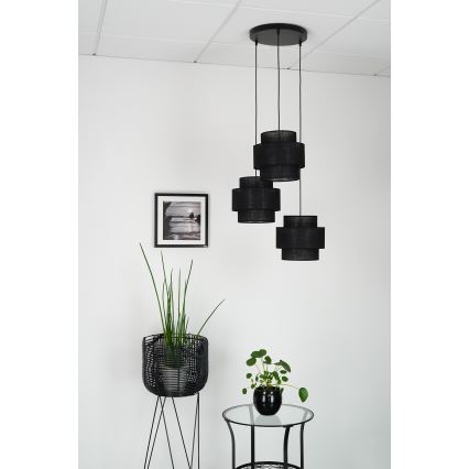 Brilagi - Ljuskrona med textilsladd SPACE YUTE 3xE27/15W/230V svart