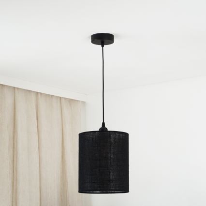 Brilagi - Ljuskrona med textilsladd TUBES 1xE27/15W/230V diameter 20 cm svart