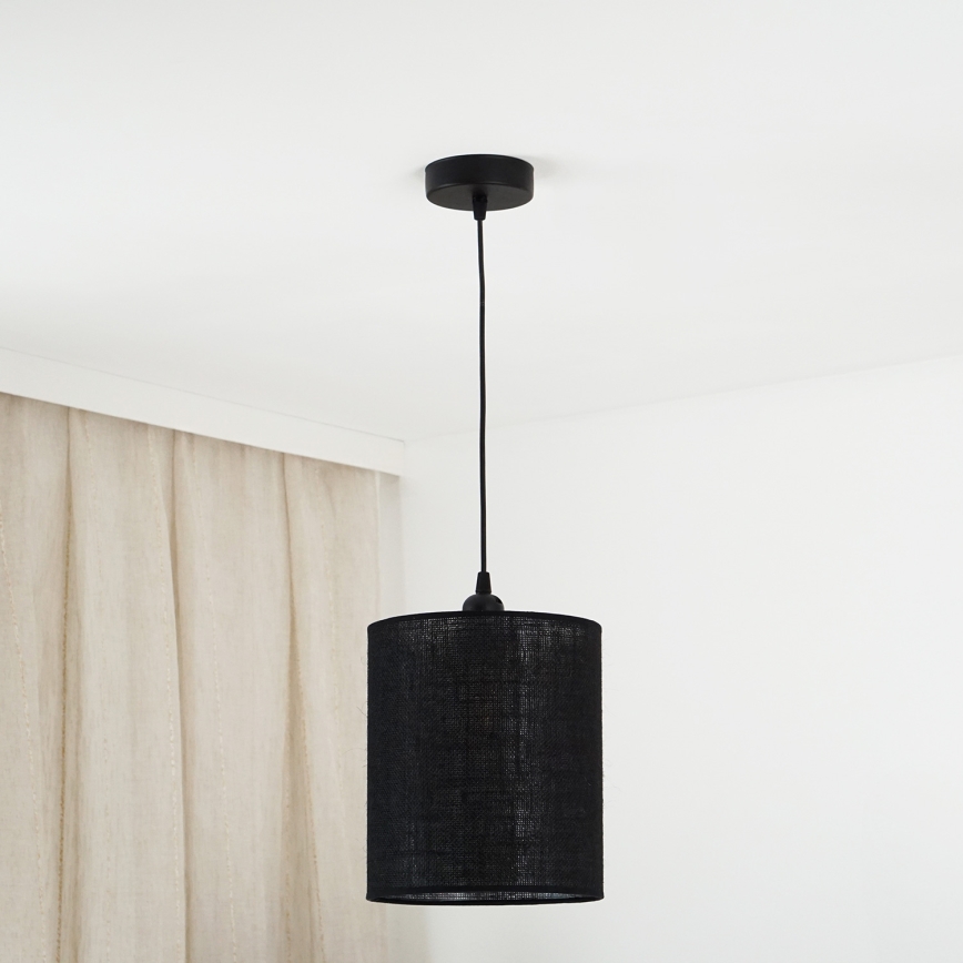 Brilagi - Ljuskrona med textilsladd TUBES 1xE27/15W/230V diameter 20 cm svart