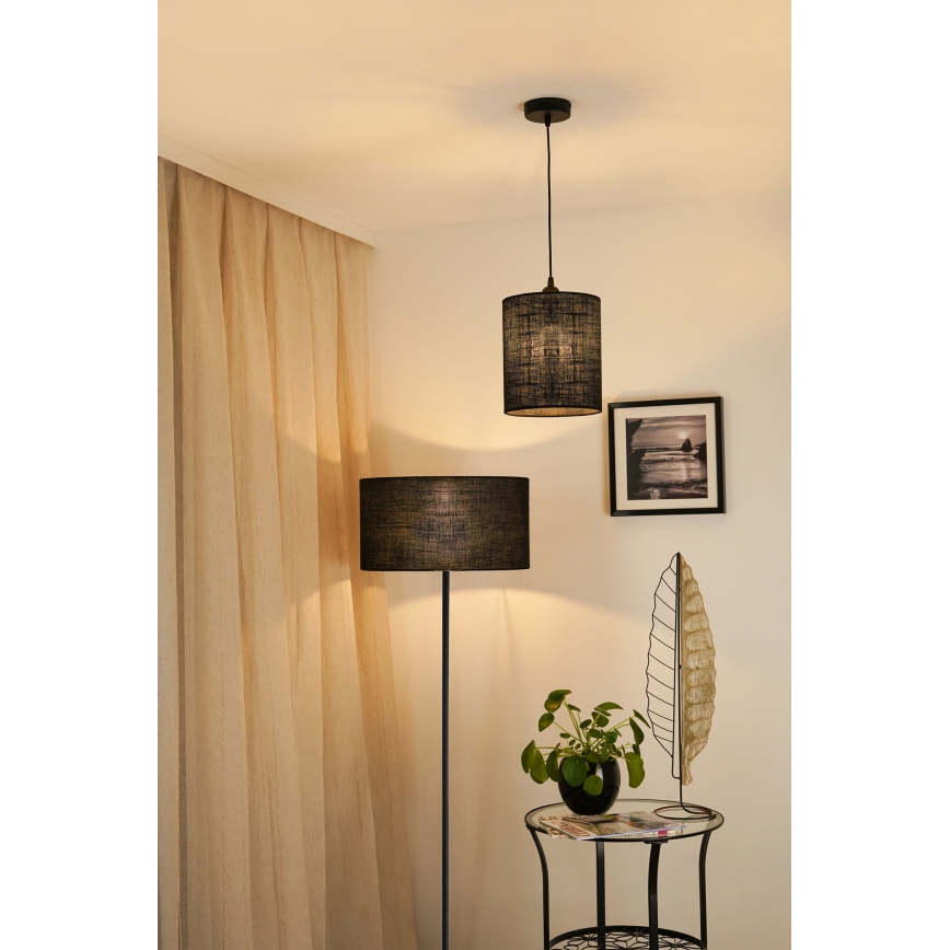Brilagi - Ljuskrona med textilsladd TUBES 1xE27/15W/230V diameter 20 cm svart