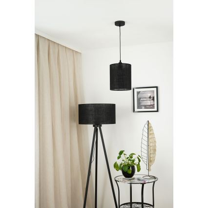 Brilagi - Ljuskrona med textilsladd TUBES 1xE27/15W/230V diameter 20 cm svart