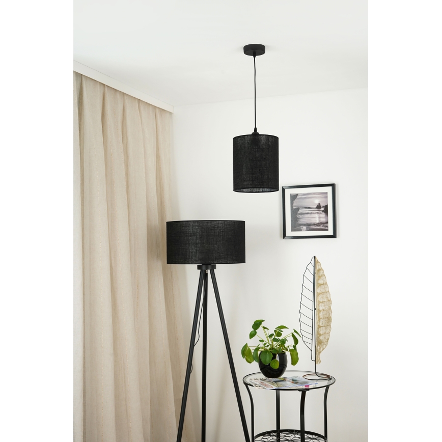 Brilagi - Ljuskrona med textilsladd TUBES 1xE27/15W/230V diameter 20 cm svart