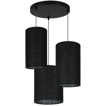 Brilagi - Ljuskrona med textilsladd TUBES 3xE27/15W/230V svart