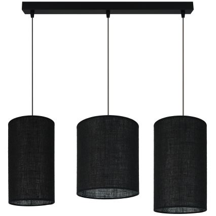 Brilagi - Ljuskrona med textilsladd TUBES 3xE27/15W/230V svart