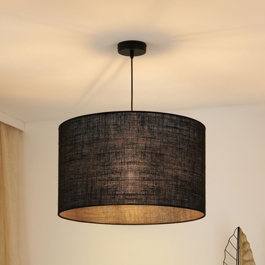 Brilagi - Ljuskrona med textilsladd TUBES ROLLER 1xE27/15W/230V diameter 50 cm svart