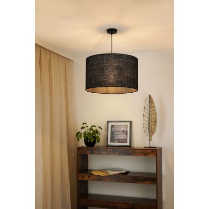 Brilagi - Ljuskrona med textilsladd TUBES ROLLER 1xE27/15W/230V diameter 50 cm svart